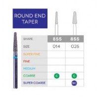 3D Dental Round End Taper Diamond, Bur, Coarse, 855-014C 10/Pk